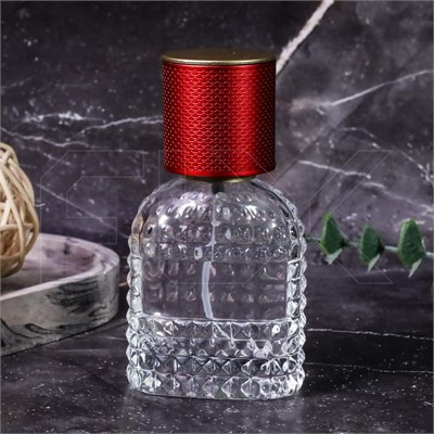 Атомайзер, 28мл, узорное стекло, красная крышка/пластик 0_S390-28 RED - фото 18013