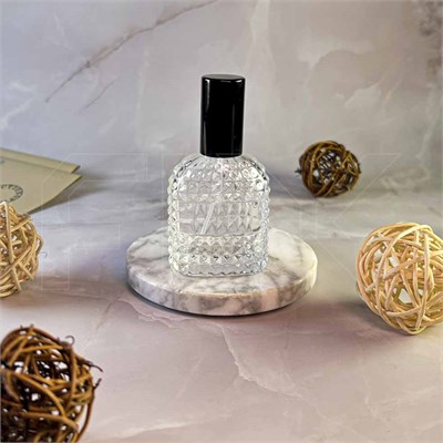 Атомайзер, 28мл, узорное стекло, черная крышка/металл 0_S287-28 BLACK - фото 18061