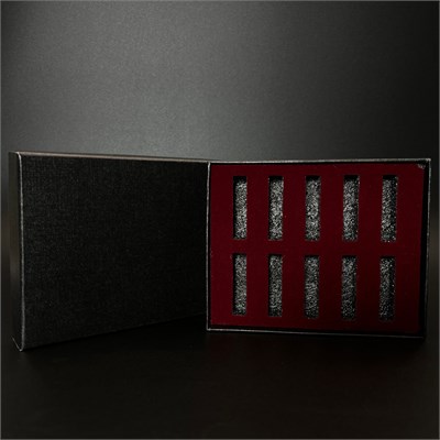 зак_Коробочка с красной бархатной вкладкой для 10-ти фиолок на 1 мл, черный 0_K015-135x110x30 (F001) RED - фото 18373