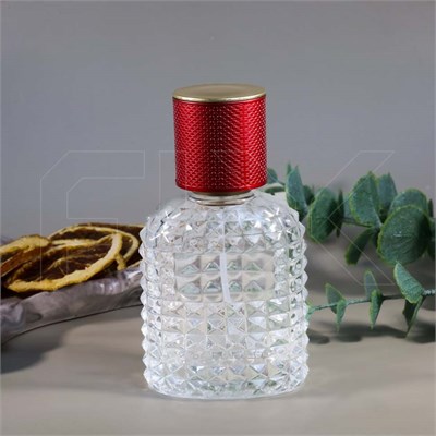 Атомайзер, 50мл, узорное стекло, красная крышка/пластик 0_S377-50 RED - фото 18390