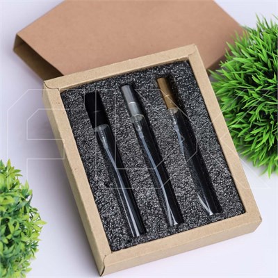 Парфюм-бокс с черной вкладкой для флаконов-карандашей 10 мл, песочный 0_K018-30x126x148 (S001-10) SAND - фото 18428