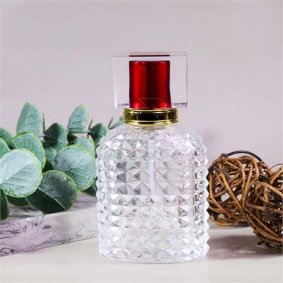 Атомайзер, 50мл, узорное стекло, красная крышка/пластик 0_S378-50 RED - фото 18606