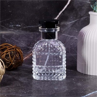 Атомайзер, 28мл, узорное стекло, черная крышка/пластик 0_S311-28 BLACK - фото 18707