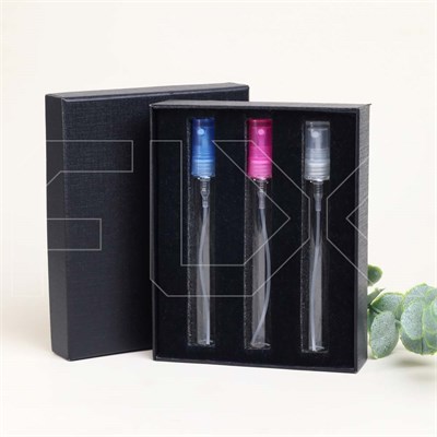 Коробочка с черной бархатной вкладкой для флаконов-карандашей 10 мл, черный 0_K015-135x110x30 (S001-10) BLACK VELVET - фото 18744