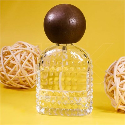 Атомайзер, 28мл, узорное стекло, темная круглая крышка/дерево 0_S282-28 DARK - фото 18948