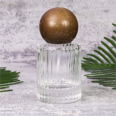 Атомайзер, 30мл, ребристый цилиндр, темная круглая крышка/дерево 0_S229-30 DARK - фото 18972