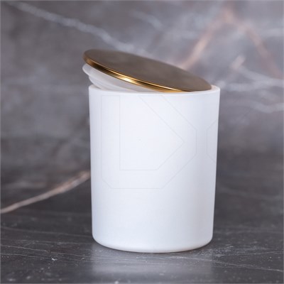 Баночка для свечей, белое матовое стекло, металлическая крышка, 170 мл 0_Z010-170 - фото 19001
