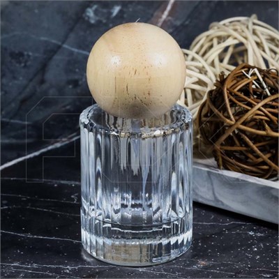 Атомайзер, 30мл, ребристый цилиндр, светлая круглая крышка/дерево 0_S229-30 LIGHT