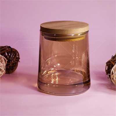 зак_Баночка для свечей, янтарное стекло, бамбуковая крышка, 250 мл 0_Z020-250 - фото 19290