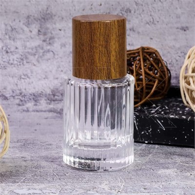 Атомайзер, 30мл, ребристый цилиндр, светлая крышка/имитация дерева 0_S245-30 LIGHT