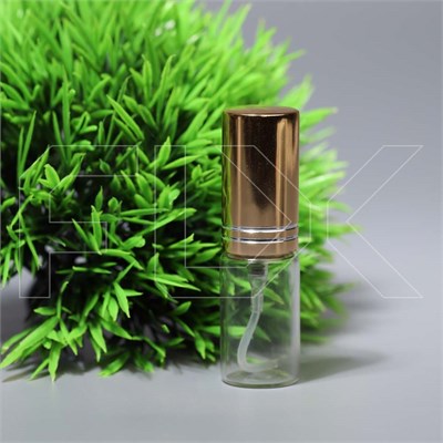 Атомайзер-карандаш 5мл, прозрачное стекло, металлическая крышка с насечками, золотой цвет 0_S069-5 GOLD - фото 21387