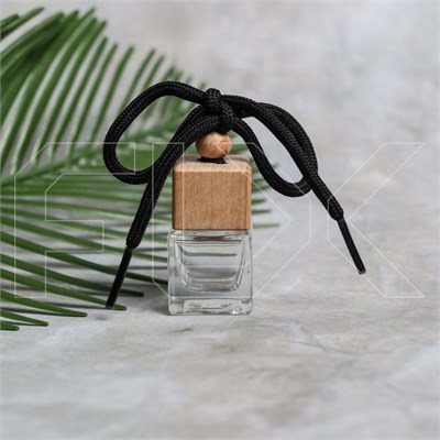 Автофлакон, 6 мл, квадрат, черный шнурок (кратно 20) 0_AF011-6 BLACK