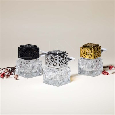 Автофлакон, 9мл, узорное стекло, крышка дерево/пластик, на прищепке AF018-9:AB - фото 7867