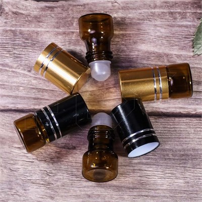 Флакон-роллер 1мл, коричневое стекло со стеклянным роликом (кратно 5) M100-1:AO - фото 8026