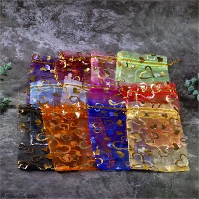 Мешочек подарочный "Золотые сердечки", органза, 10х15 см (кратно 100) MP019-10x15:BP - фото 8071