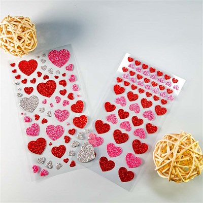 Наклейки с сердечками микс 145х80мм (кратно 10) E600:BY - фото 8173