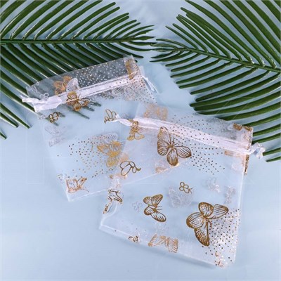 Мешочек подарочный "Бабочки", органза, 10х12 см (кратно 100) MP021-10x12:BP - фото 8952