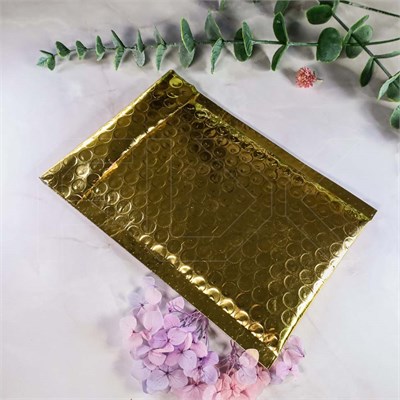 Металлизированные конверты с пузырчатой пленкой, 14х16 см, золотистые (кратно 50) KV303-14x16:BN - фото 8966