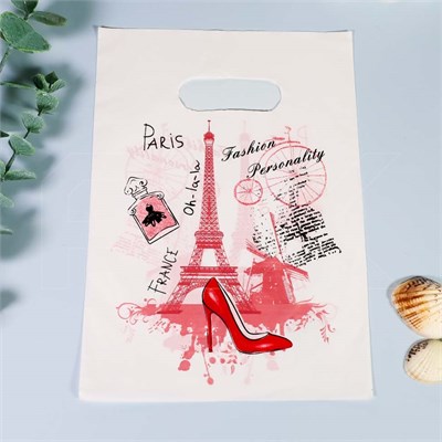 Пакет "Эйфелева башня на белом фоне" 15х20 (кратно 100) PR406-15x20:BI