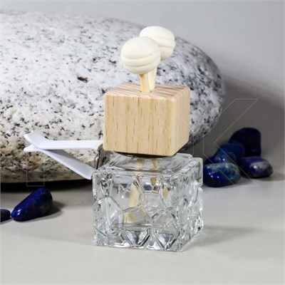 Автофлакон, 9мл, узорное стекло, с деревянными палочками, на прищепке AF003-9:AB - фото 9462