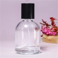 Атомайзер-защелка, прозрачное стекло, 50 мл, черная крышка/пластик 0_B024-50 BLACK