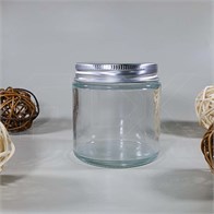 Баночка для свечей, прозрачное стекло, серебристая металлическая крышка, 120 мл 0_Z013-120