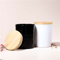Глянцевая белая баночка для свечей, бамбуковая крышка, 170 мл 0_Z002-170 WHITE