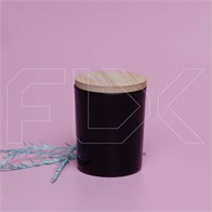 Акция_Глянцевая черная баночка для свечей, бамбуковая крышка, 170 мл 0_Z002-170 BLACK