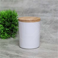 Акция_Глянцевая белая баночка для свечей, бамбуковая крышка, 170 мл 0_Z002-170 WHITE